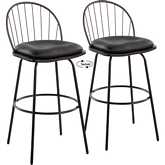Riley Claire 30" Swivel Bar Stool in Black & Bronze, Walnut Wood & Brown Leatherette (Set of 2)